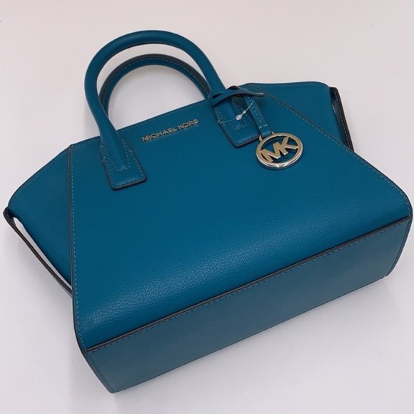 Michael Kors Avril Small Leather Top-Zip Satchel Lagoon color - Picture 10 of 16